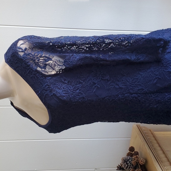 As U Wish Dress for Teenagers Lace Details Keyhole Tie Back Royal Blue Size Sm - Picture 5 of 12